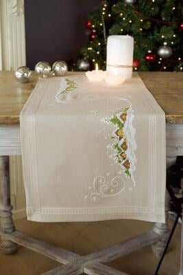 Tovaglia Paesaggio Bianco Natale 40x100 CM Tovaglia Paesaggio Bianco Natale 40x100 CM