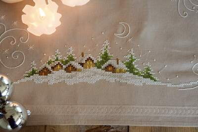 Tovaglia Paesaggio Bianco Natale 40x100 CM Tovaglia Paesaggio Bianco Natale 40x100 CM