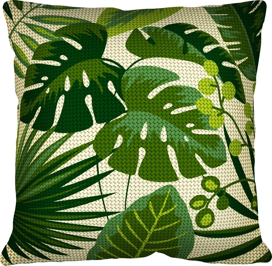 Cuscino Mezzo Punto Foglie Tropicali, 18173 Cuscino Mezzo Punto Foglie Tropicali, 18173