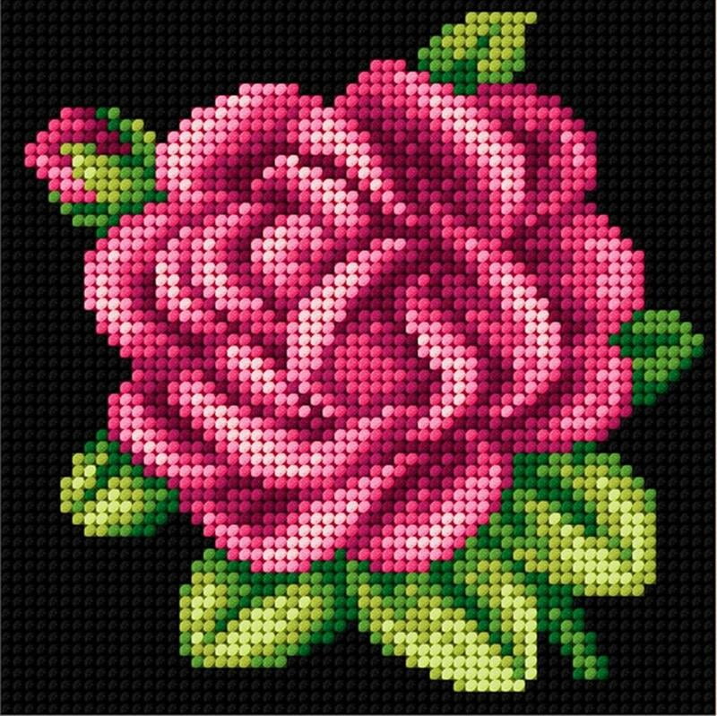 Kit ricamo mezzopunto 15x15 cm - La Rosa Kit ricamo mezzopunto 15x15 cm - La Rosa