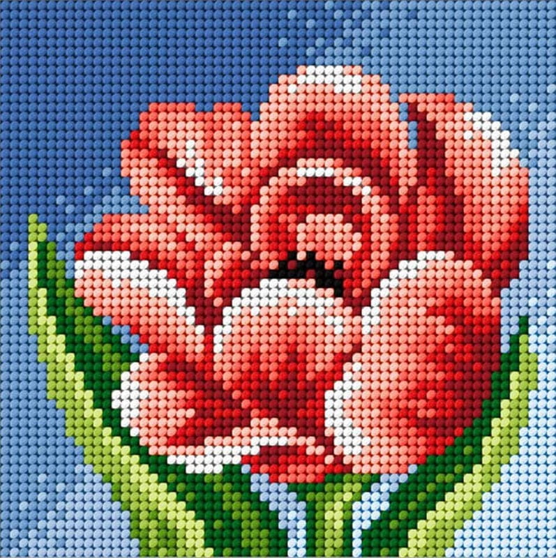 Kit ricamo mezzopunto 15x15 cm - La rosa II Kit ricamo mezzopunto 15x15 cm - La rosa II