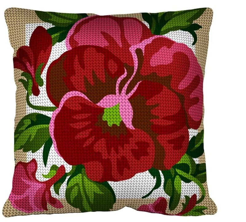 Cuscino con fiori vari - Kit compl. per mezzo punto Cuscino con fiori vari - Kit compl. per mezzo punto