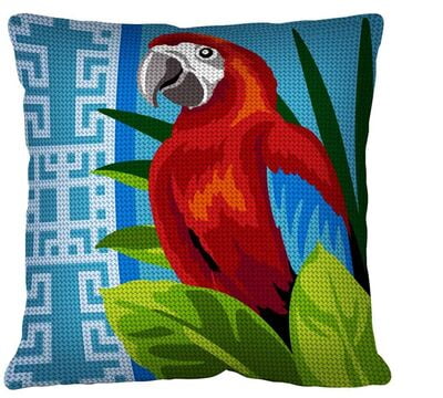 Cuscino con pappagallo - Facile e veloce da ricamare a mezzopunto!