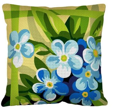Kit compl. cuscino mezzo punto con Fiori su fondo verde
