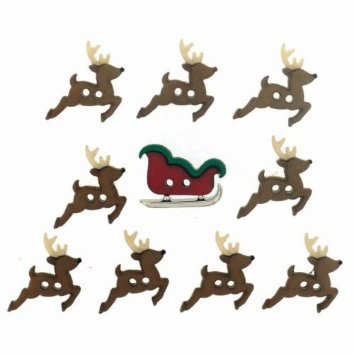 Bottoni Dress It Up Var. Sew Cute Sleigh/Reindeer, 12539