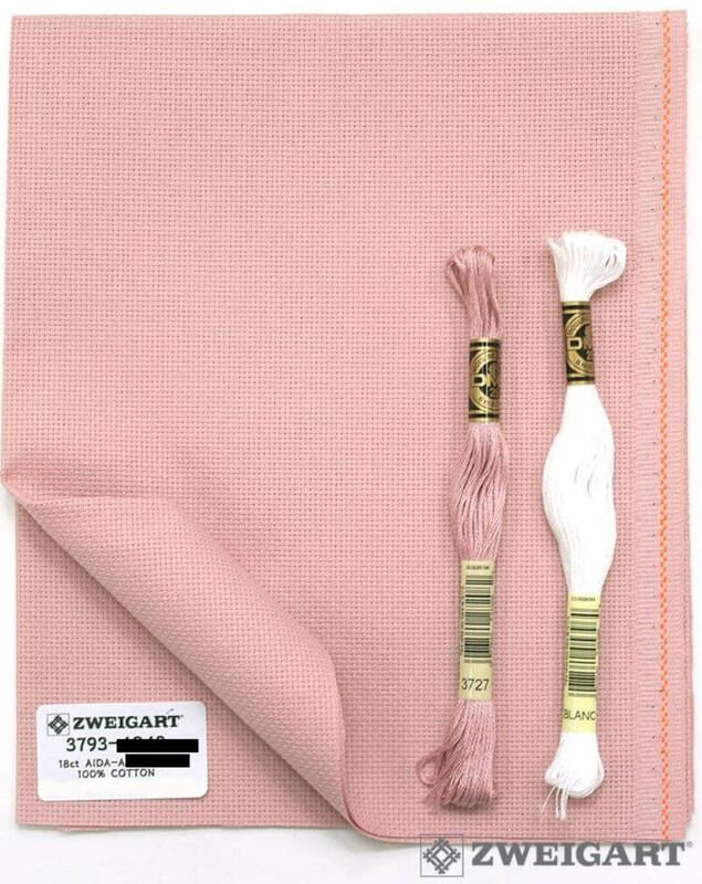 Tela Aida Zweigart 72 Quadretti col. Rose Tela Aida Zweigart 72 Quadretti col. Rose