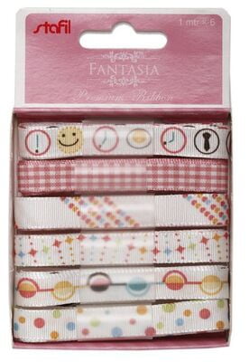 Nastrini fantasia assortiti 6 x 1 mt Nastrini fantasia assortiti 6 x 1 mt