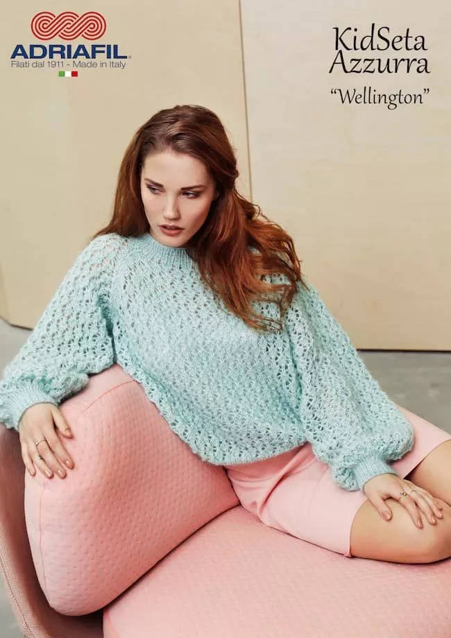Pull donna fatto con il colore Giada di Adriafil Kid Seta Pull donna fatto con il colore Giada di Adriafil Kid Seta