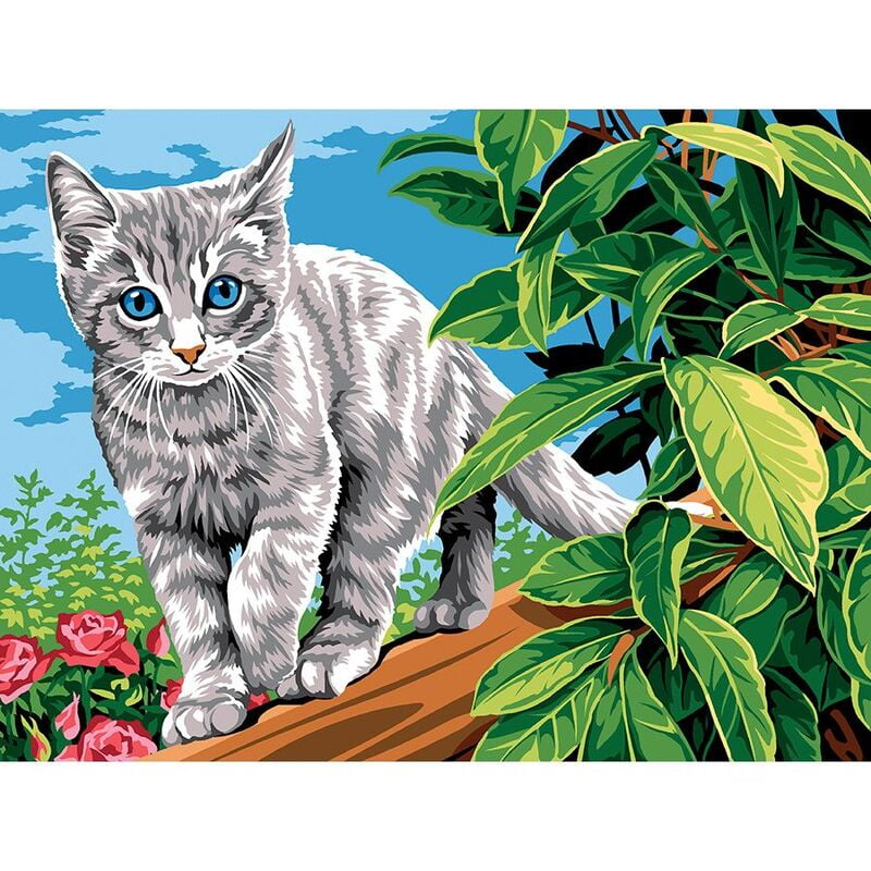 La Palissade - tela prestampata per mezzopunto con gatto La Palissade - tela prestampata per mezzopunto con gatto