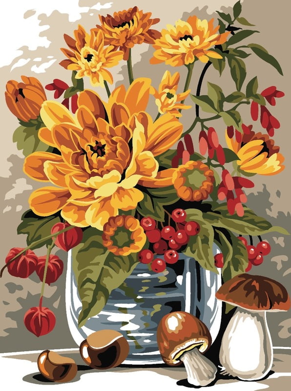 Vaso con fiori di stagione - Autunno, 19492 Vaso con fiori di stagione - Autunno, 19492