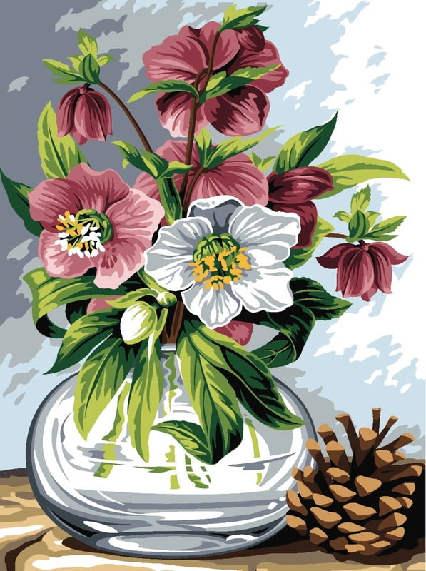 Vaso con fiori di stagione - Inverno, 19494 Vaso con fiori di stagione - Inverno, 19494