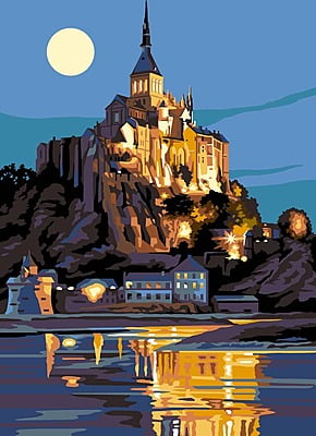 Notte a Mont Saint Michel - Tela da ricamare a mezzopunto