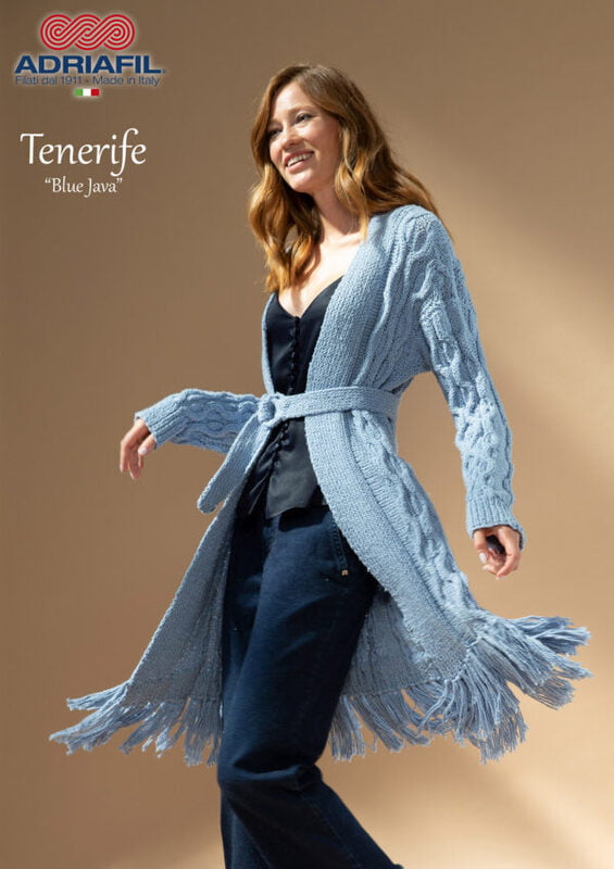 Cardigan Lungo BluJava fatto con Tenerife Cardigan Lungo BluJava fatto con Tenerife