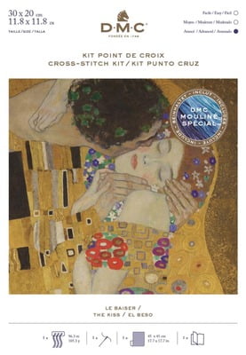 Gustav Klimt Il Bacio - Kit ricamo DMC, la confezione Gustav Klimt Il Bacio - Kit ricamo DMC, la confezione