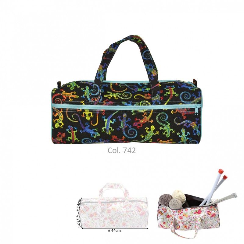 Borsa Porta Lana E Uncinetti JOZEA - Organizzata, Blu, Con Fori Per Filato - Foto 4