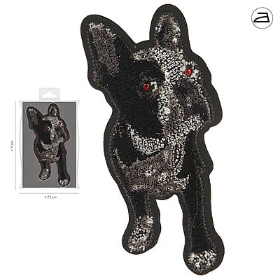 Applicazione Buldog con strass rossi