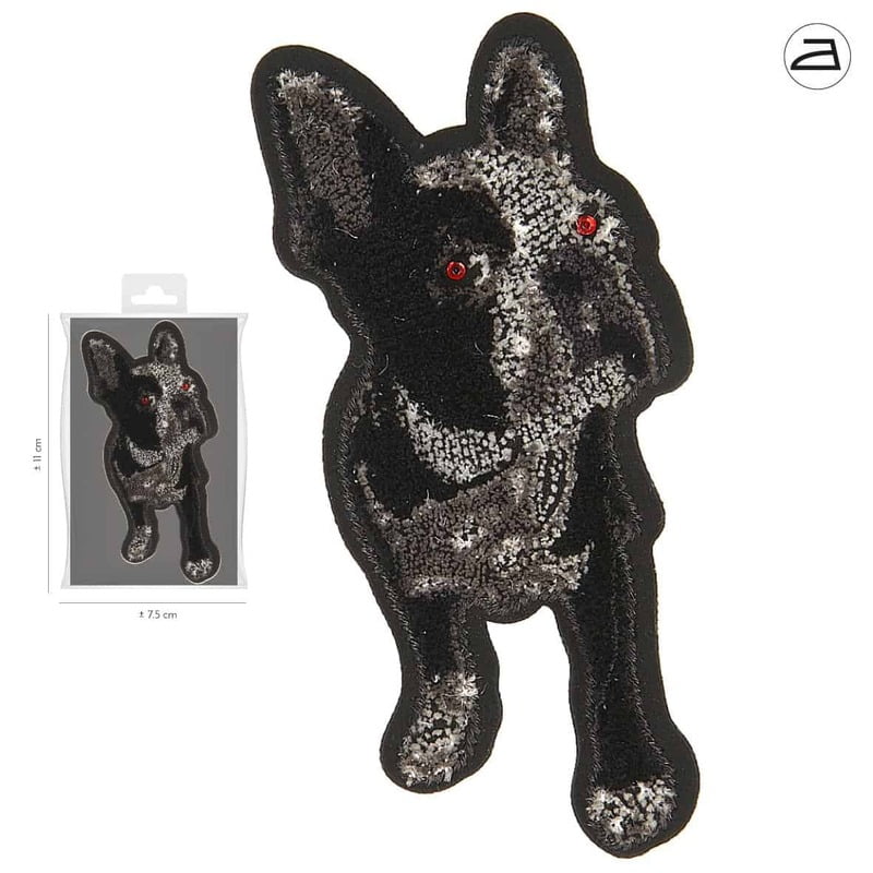 Applicazione Buldog con strass rossi