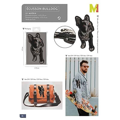Applicazione Buldog con strass rossi