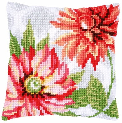 Pink Flower - Cuscino da ricamare a punto croce