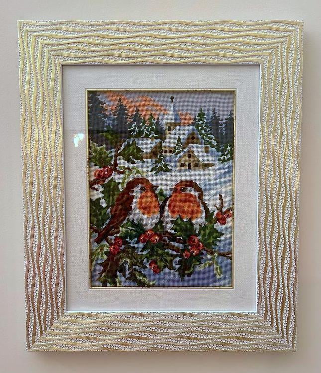 Biglietti Di Natale Beneficenza Marie Curie | Confezione Da 5 Con Pettirossi E Ombrello | Ecologici E Con Busta | 14x14 Cm